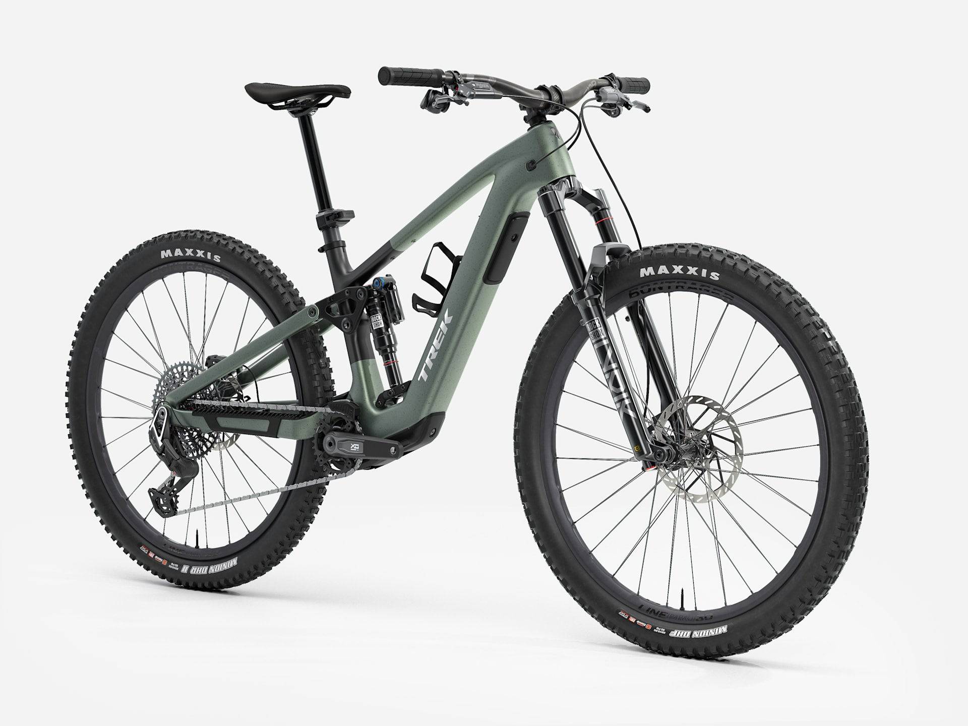 Trek Fuel+ EX 9.9 X0 AXS Gen 2 mountain bike with TQ HPR50 motor and SRAM X0 AXS components, showing the bike's frame and suspension