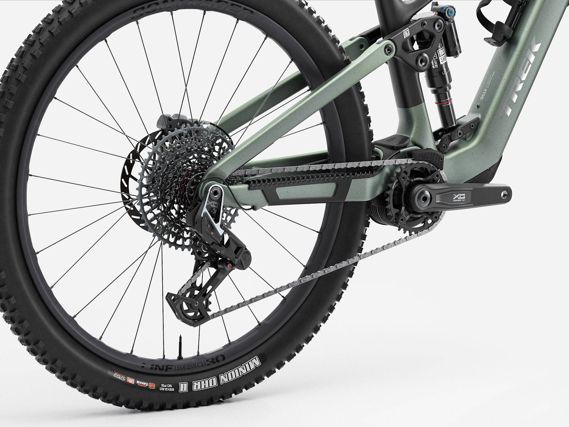 Trek Fuel+ EX 9.9 X0 AXS mountain bike with TQ HPR50 motor, SRAM X0 AXS components, and versatile trail configurations