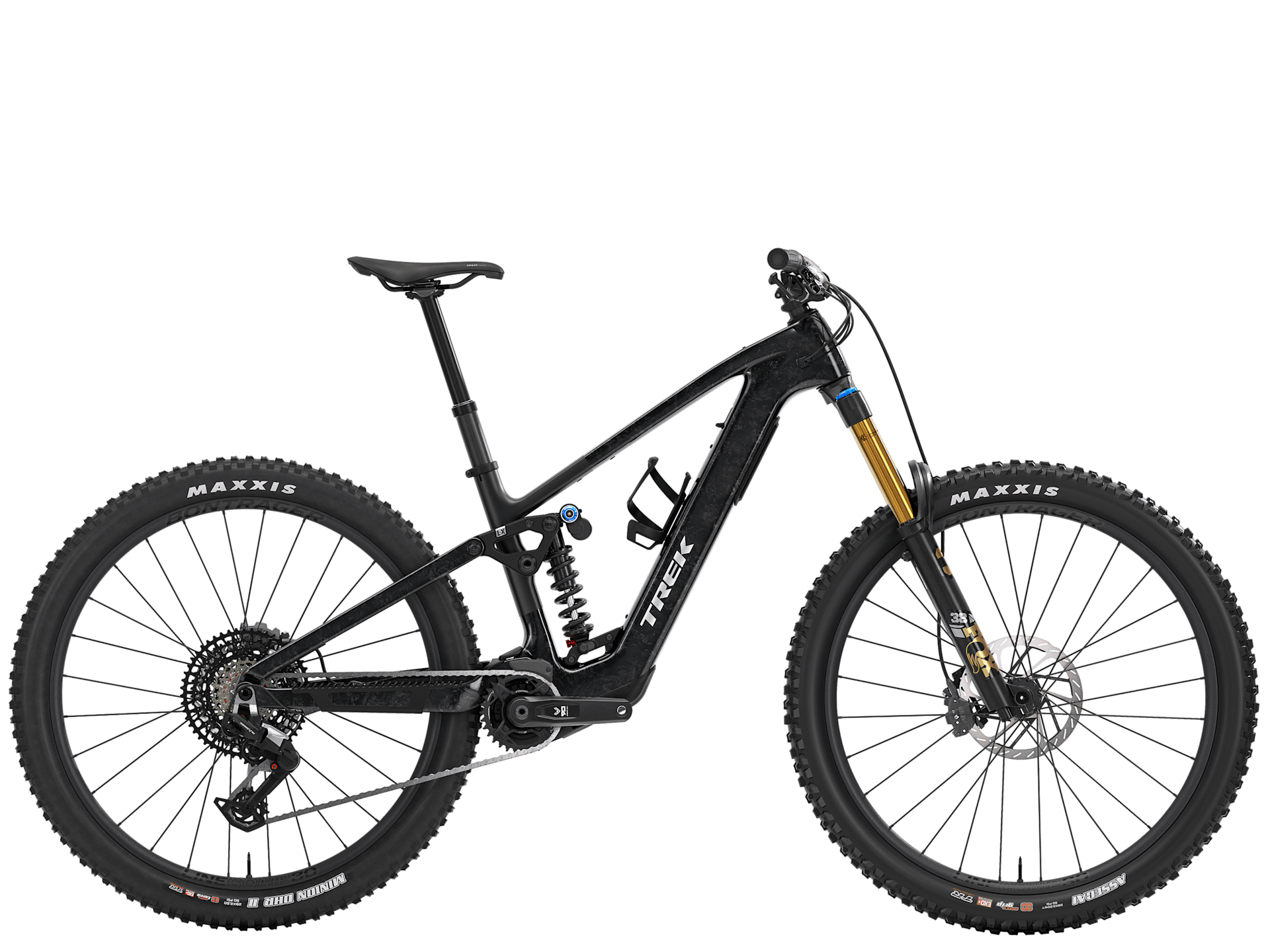 Trek Fuel+ LX 9.8 Eagle 90 Gen 2 mountain bike with TQ HPR50 motor and SRAM Eagle 90 drivetrain, shown in trail configuration.