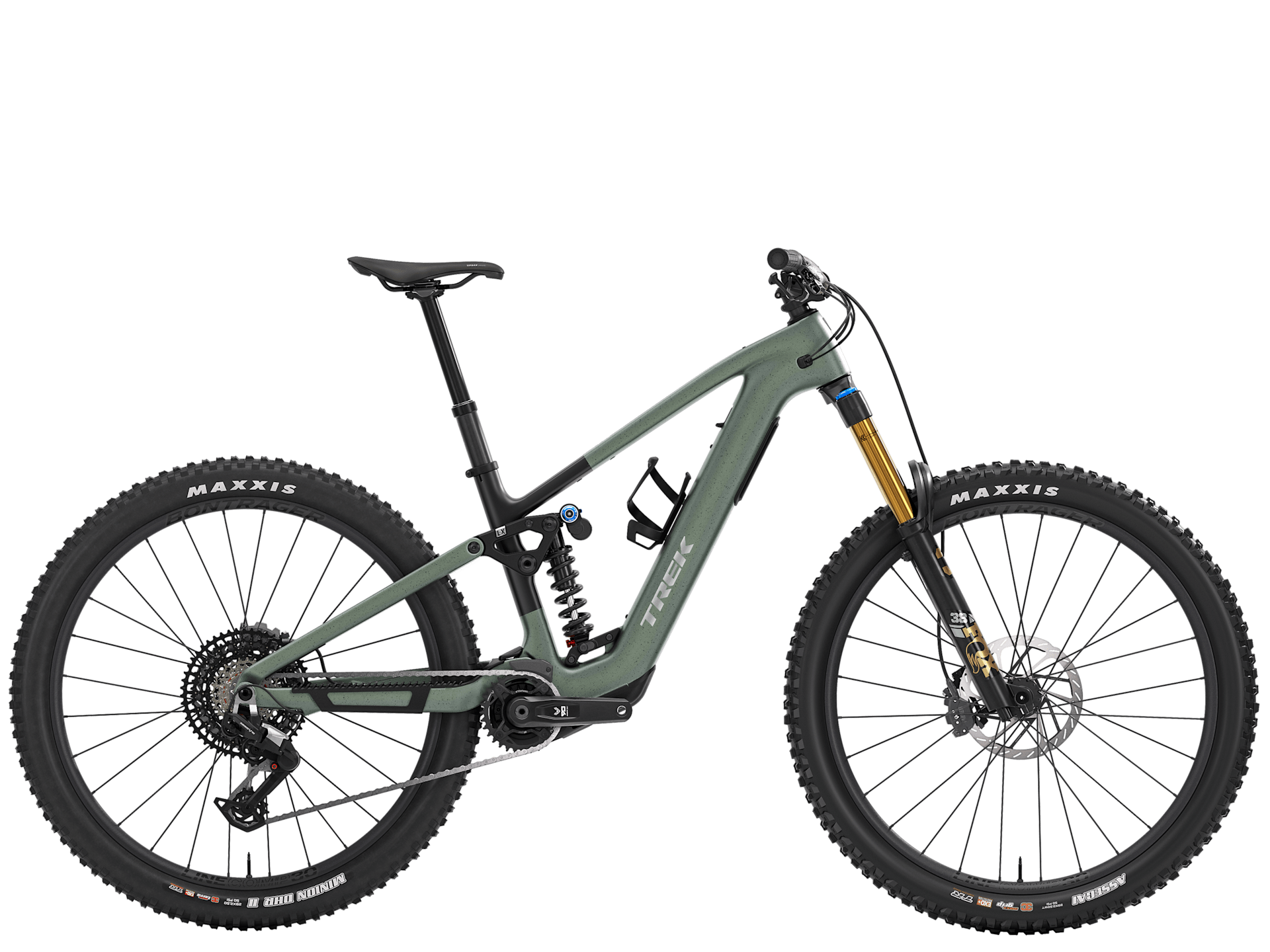Trek Fuel+ LX 9.8 Eagle 90 Gen 2 electric bike with TQ HPR50 motor, SRAM Eagle 90, featuring a sleek mountain bike design.