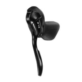 MicroSHIFT drop bar MTB shifters for Shimano Dyna-Sys 10-speed rear derailleurs, close-up of handlebar components.