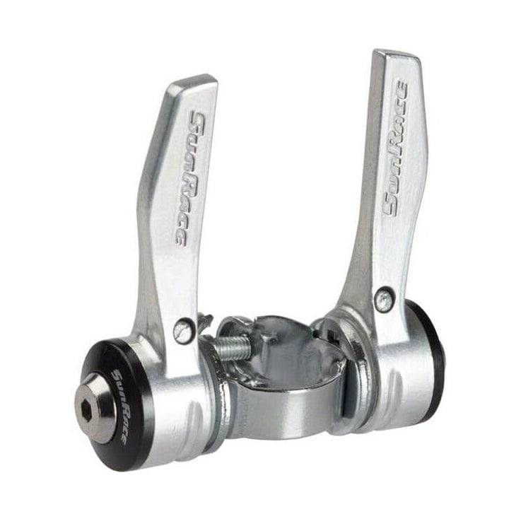 SunRace R30 downtube road bike shifters showing gear control and durable components for precise shifting on a bicycle.