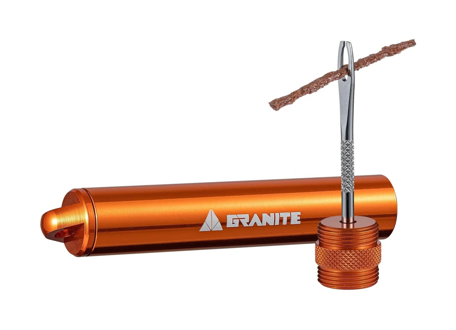 Granite suture tubeless tyre plug kit with CO2 inflator for quick bicycle or vehicle tyre repairs, components for emergency patching.