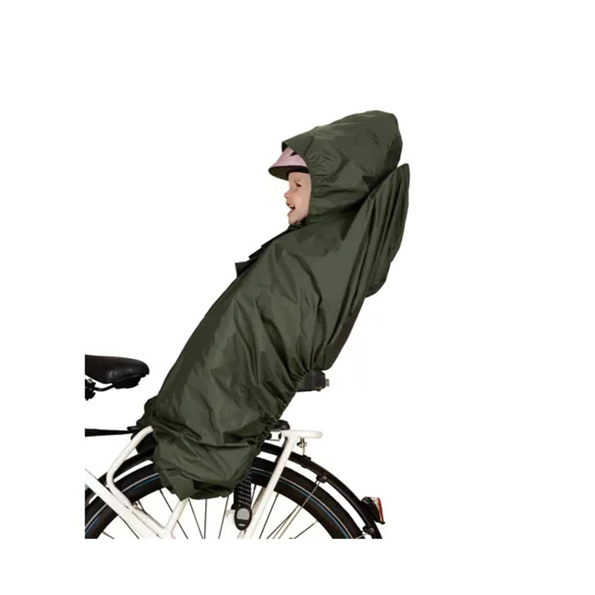 Hamax child rain poncho with smiley design, waterproof accessory for bike seat models Kiss, Smiley, Sleepy, and Siesta Plus.