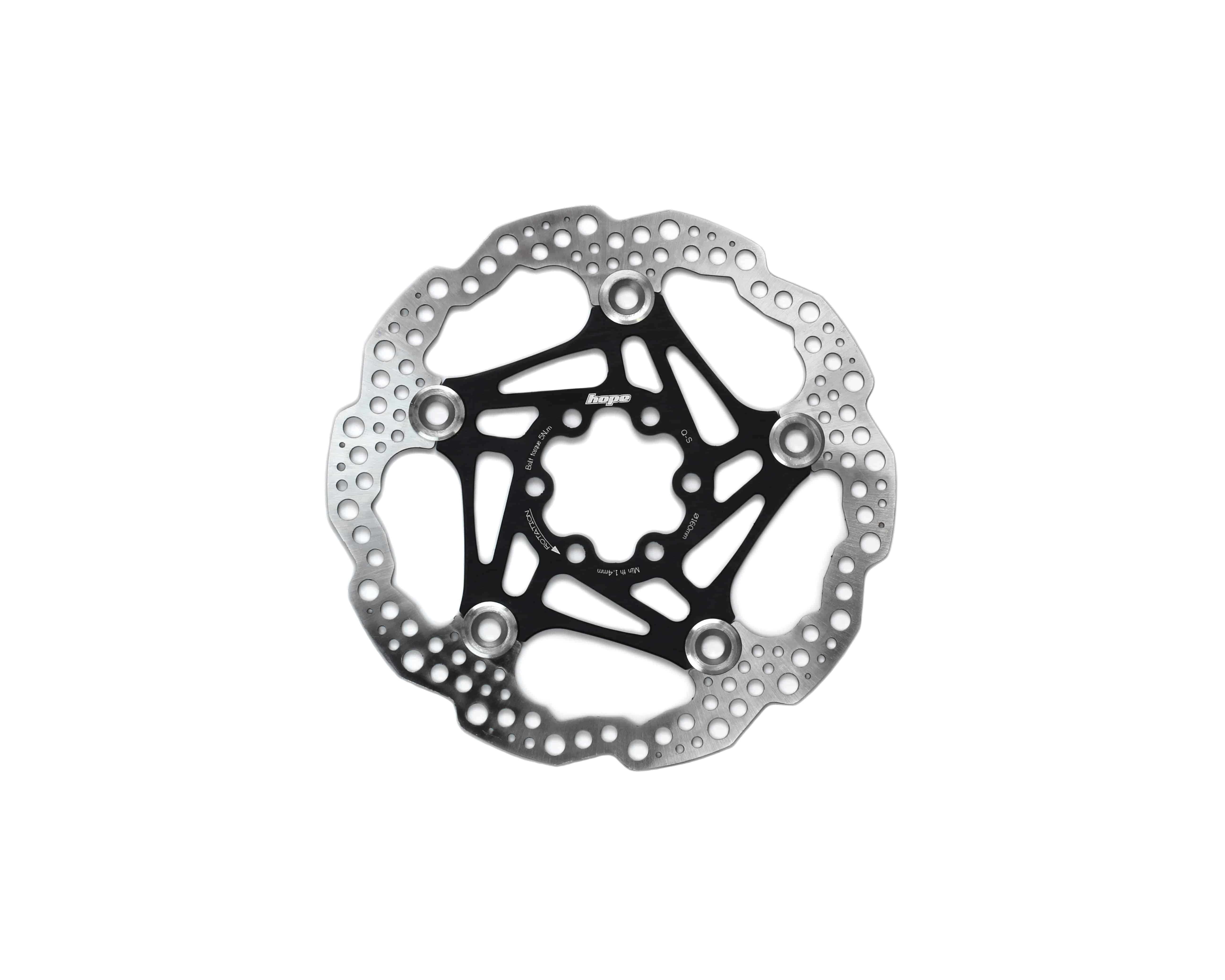 Hope Universal 6 Bolt Floating Disc Rotor for mountain bike braking, showing the durable metal rotor with six bolt holes.