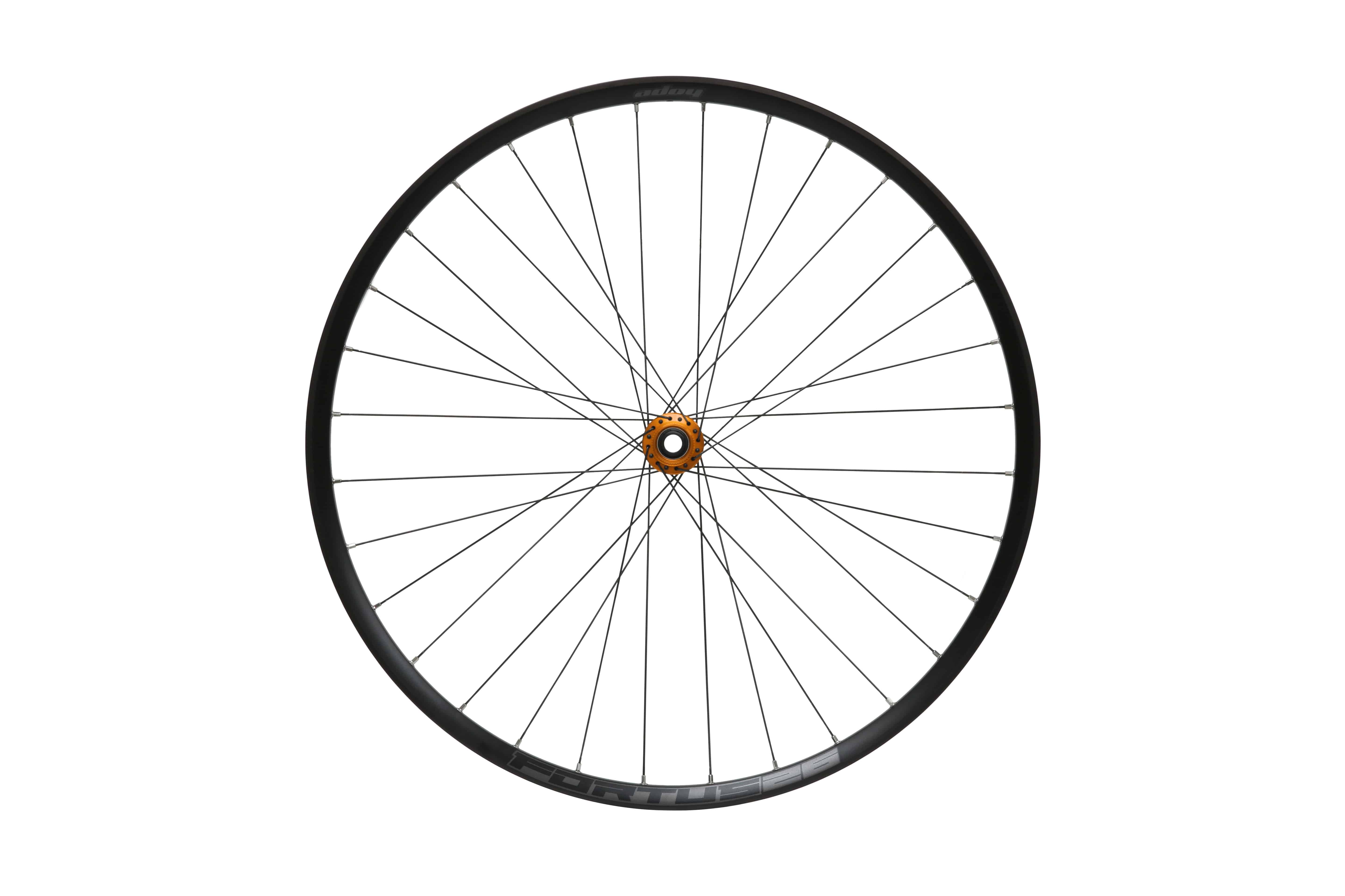 Hope Front 26 Fortus 26W Pro 5 Centre Lock mountain bike wheel hub with 100x15mm axle, black finish, and detailed design features.