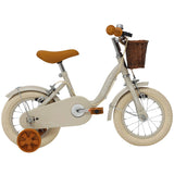 Huffy vintage 12-inch kids bike with removable stabilizers and front basket, featuring a classic design and colorful frame.