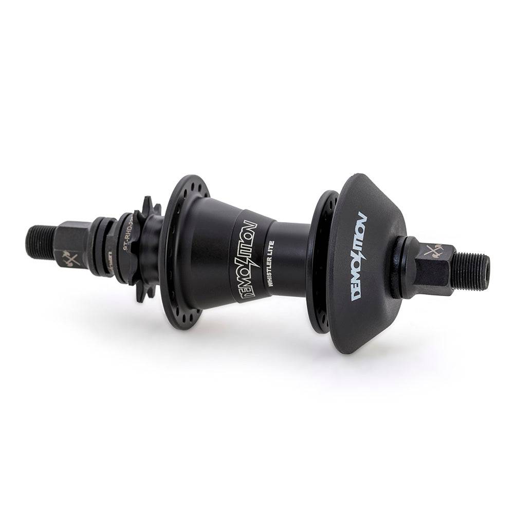 Demolition BMX Whistler cassette hub with 120-point engagement and 9-tooth driver, showcasing durable construction for BMX components.