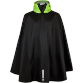Black HUMP reflective waterproof poncho with hood and handlebar attachments, designed for outdoor riding and visibility.