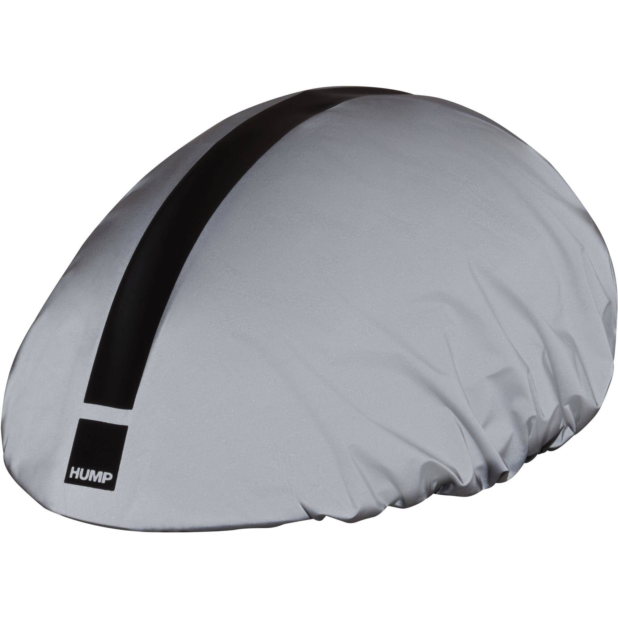 Silver HUMP Ultra Reflective Waterproof Helmet Cover with 360° visibility and secure fit, designed for motorcycle helmets.