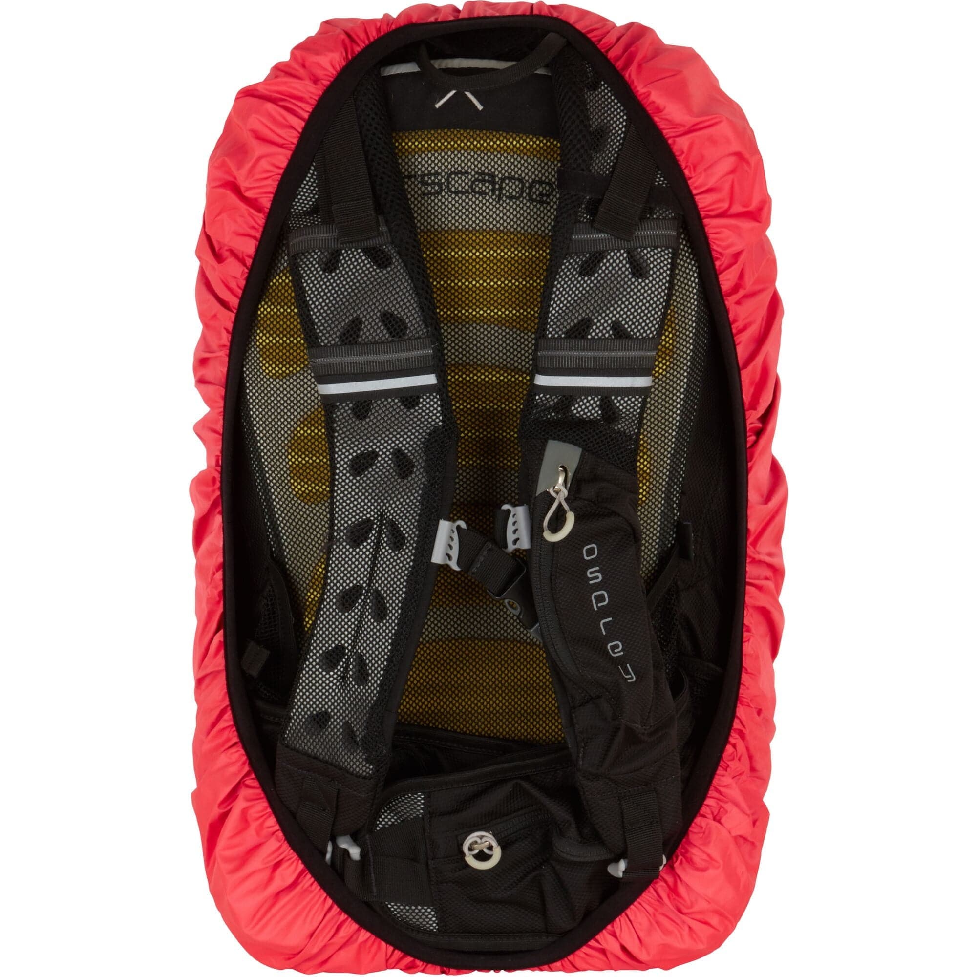 Reflective pink waterproof backpack cover for 15-35L bags by HUMP, high-visibility accessory for outdoor safety.