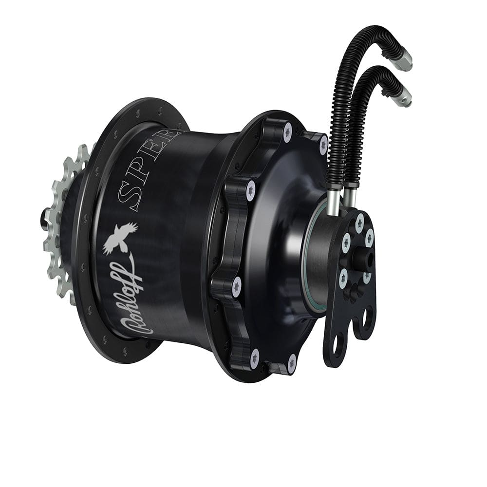 Rohloff Speedhub 500/14 internal gear hub with 14-speed sealed oil bath for bicycles, showcasing the compact, durable component.
