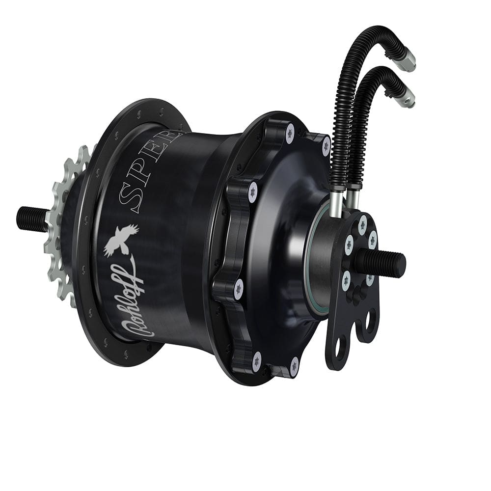 Rohloff Speedhub 500/14 14-speed internal gear hub mounted on bicycle wheel with 135mm spacing and 32H hubs.