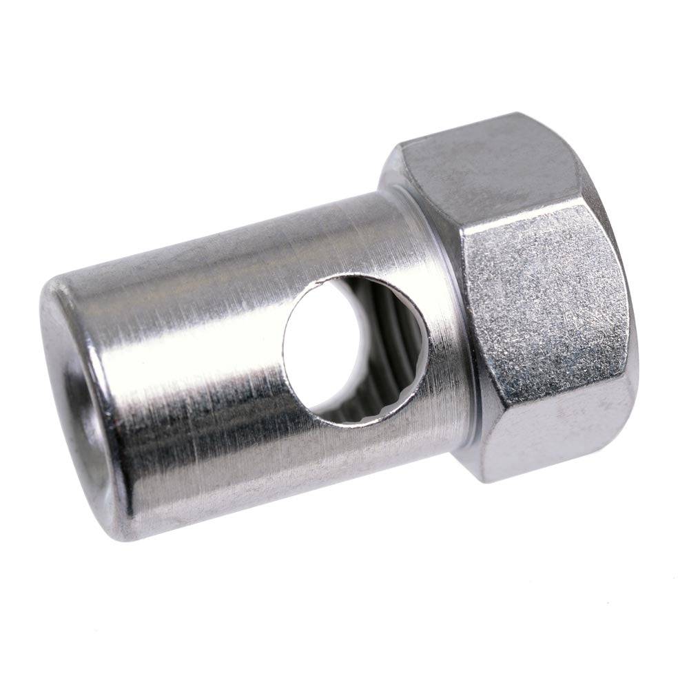 Sturmey Archer bicycle hub axle nut, replacement component for hub maintenance and repairs, shown in the image.