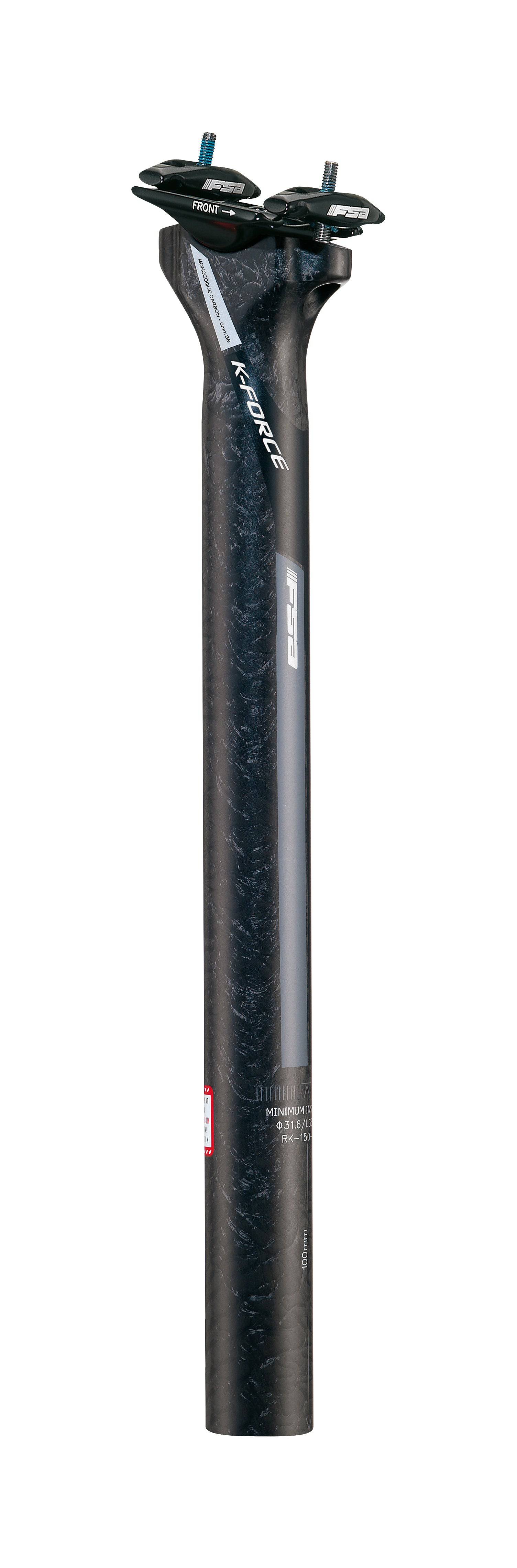 FSA K-Force Di2 carbon seatpost with 31.6mm diameter and minimal top clamp for road bikes, 350mm length, black finish