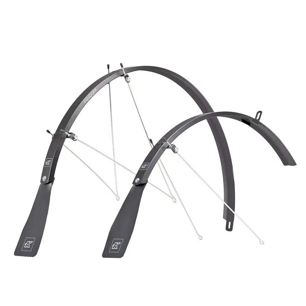 Pair of black Kinesis Fend Off wide mudguards for Tripster ATR, AT, G2, and Range E-Bikes, showing the durable, wide-fender design.