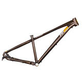 Kinesis UK FF29 MTB hardtail frame in black bronze with adjustable dropouts for trail riding, showing the sleek bike frame design.