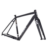 Black Kinesis UK Tripster AT Plus gravel and road frameset with carbon fork and cargo mounts, 58cm size, for versatile cycling.