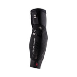Leatt 3DF Evo 6.0 MTB elbow protection pads with CE Level 2 certification, shown on a rider's arm for mountain biking.