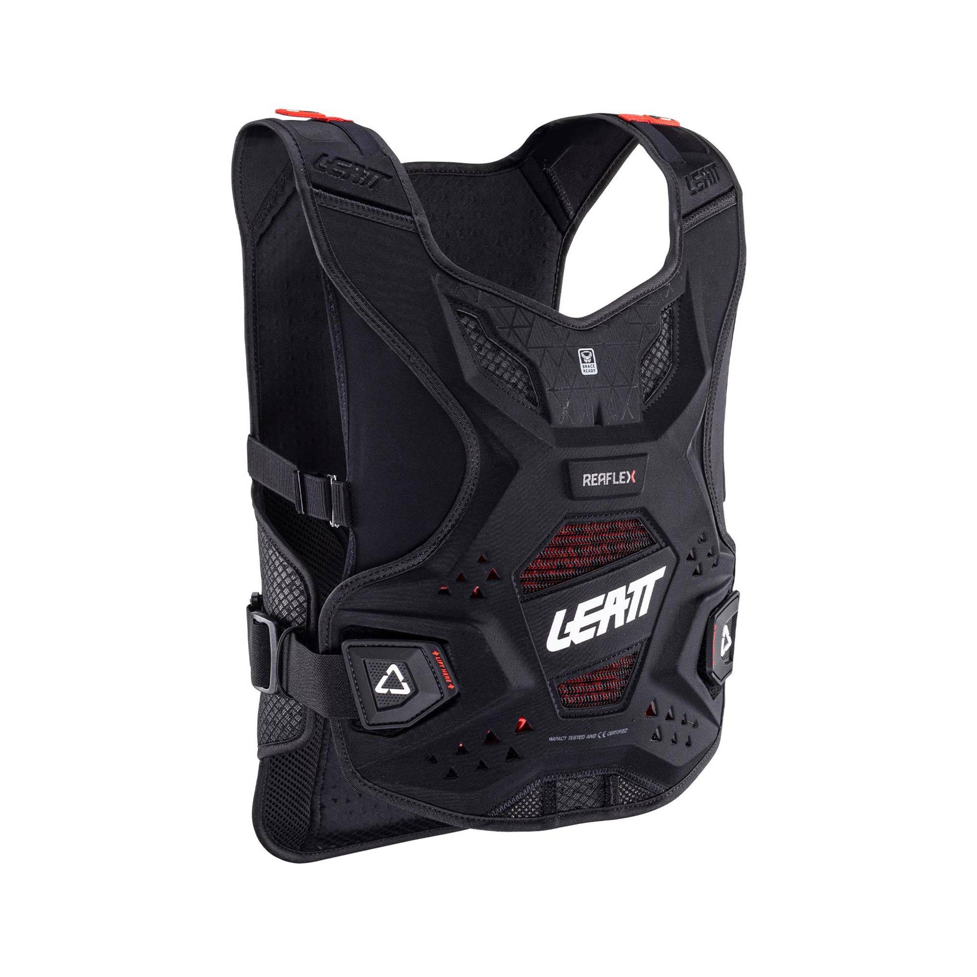 Leatt Women's ReaFlex mountain biking chest protector, lightweight upper body armor with adjustable straps and protective padding.