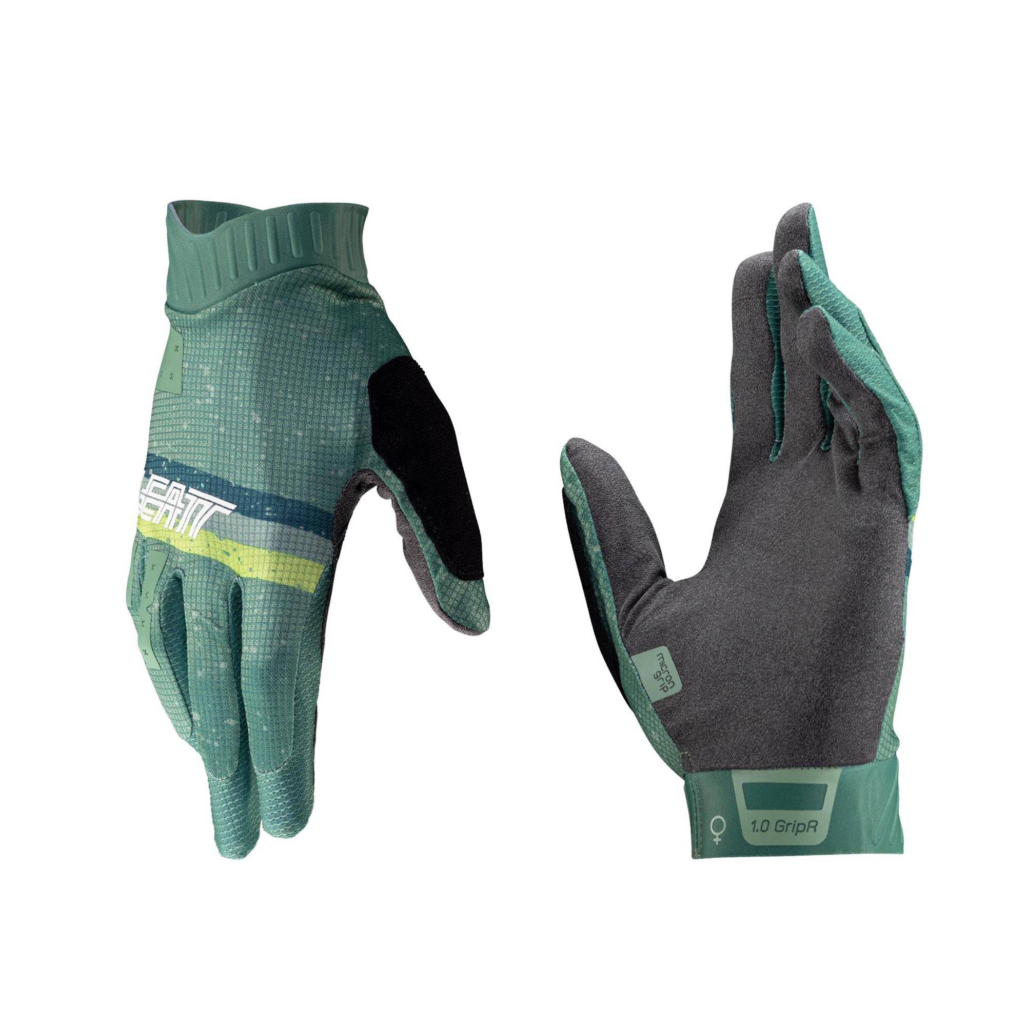Leatt Women's GripR MTB 1.0 gloves, breathable touchscreen-compatible cycling gloves with grip-enhanced palm for mountain biking.