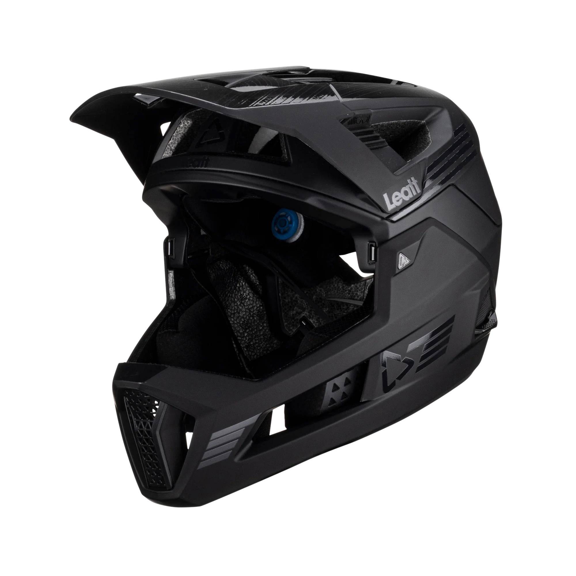 Leatt Enduro 4.0 MTB helmet with removable chin bar and 360° turbine technology, shown from the front with ventilation vents