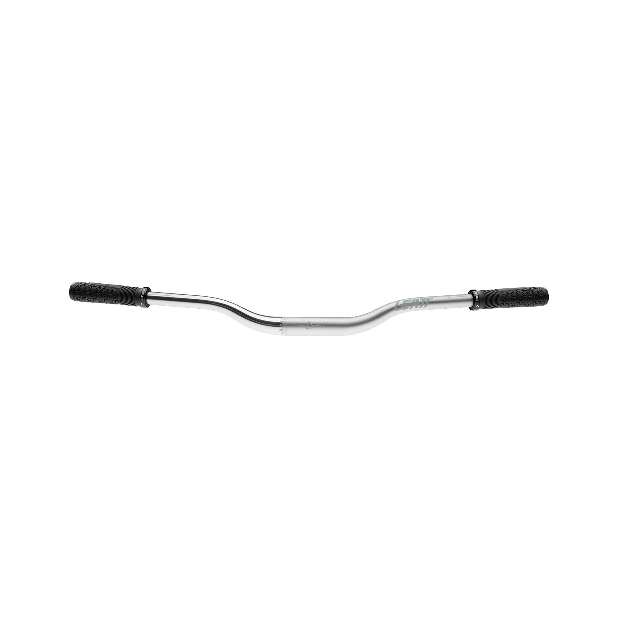 Leatt Launch Control Handlebar Kit 31.8 MTB with ReaFlex Gel Grips, black and silver, showing handlebar components and grips.