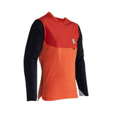 Leatt All Mountain 5.0 MTB jersey with WarmYarn fabric and UPF 50+ sun protection, designed for mountain biking comfort.