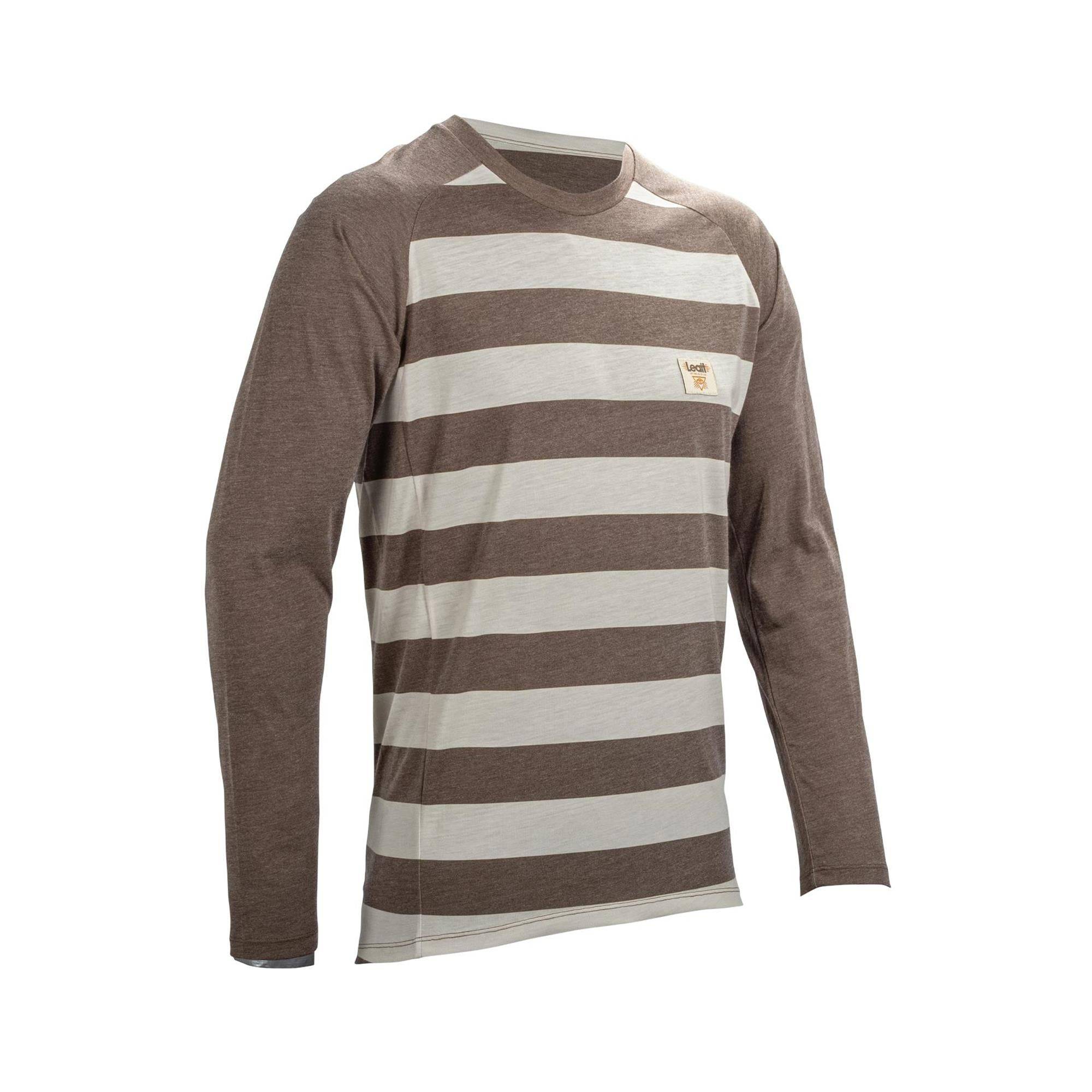Leatt Gravity 2.0 long sleeve MTB jersey with neck brace fit, designed for mountain biking, featuring breathable fabric and sporty style.