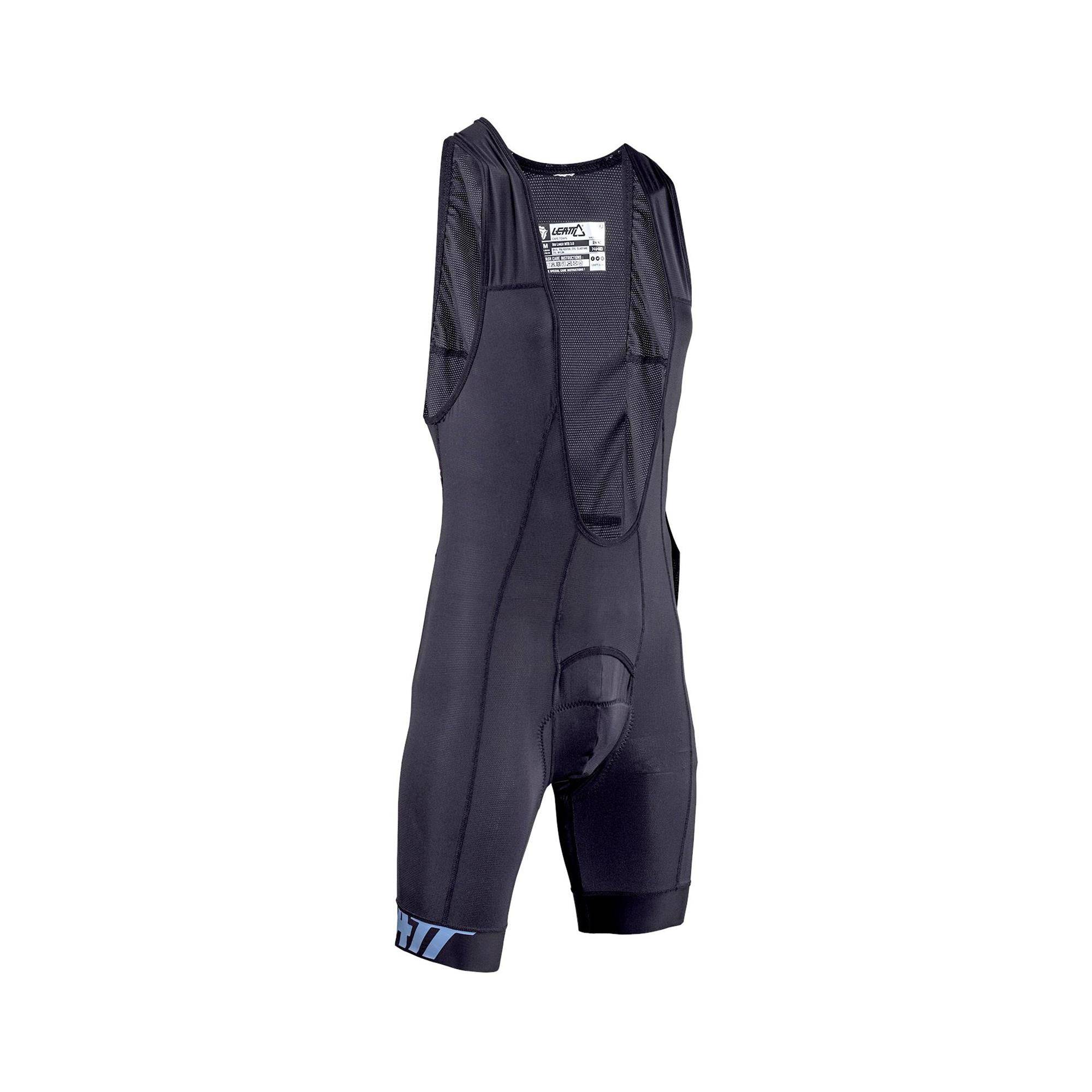 Leatt MTB Bib Liner 3.0, breathable mountain bike base layer with gel chamois and cargo pockets for comfort and convenience.