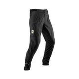 Leatt HydraDri 3.0 waterproof MTB pants with reinforced protection, shown in black with adjustable waistband and breathable fabric.