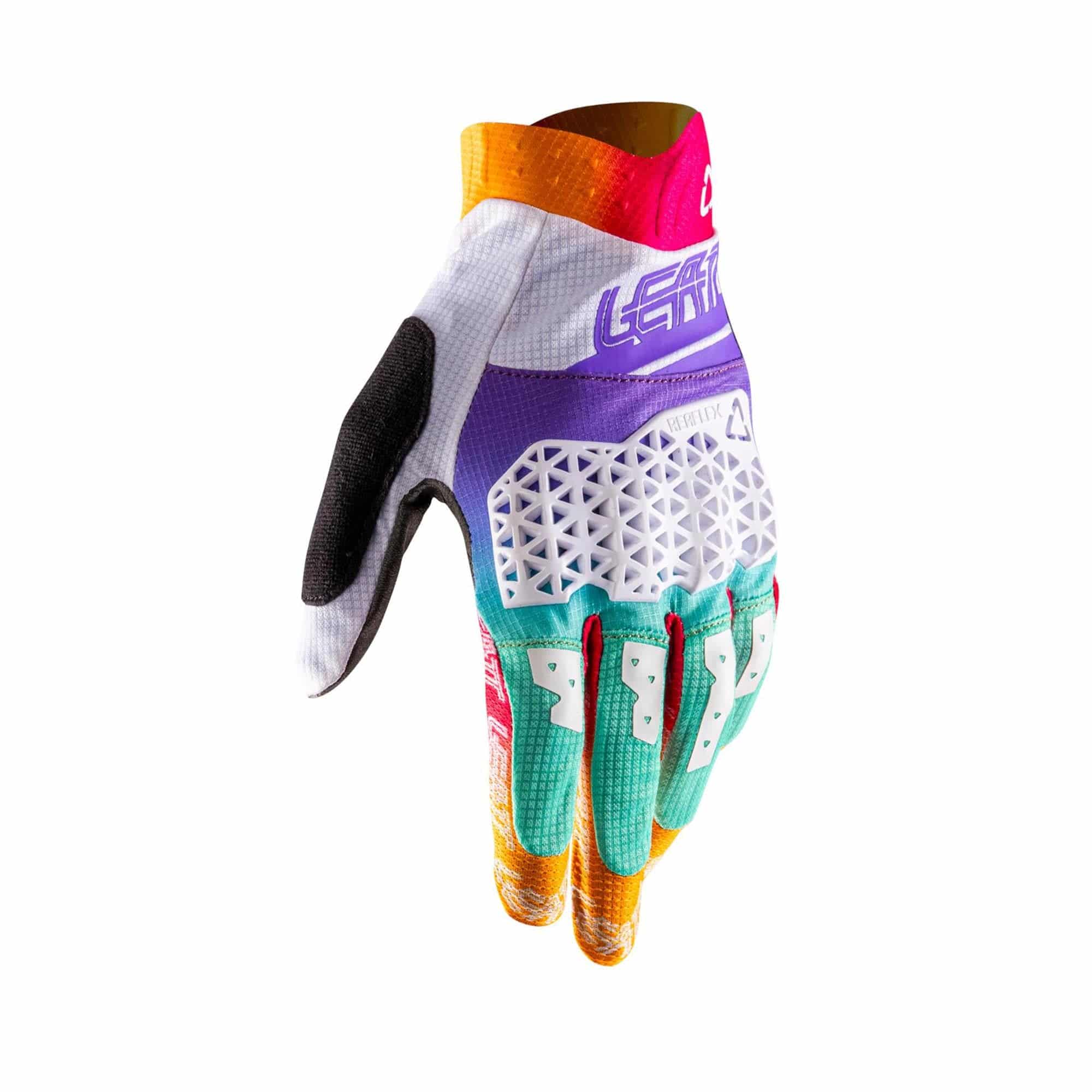 Leatt Lite MTB 3.0 gloves with ReaFlex impact gel knuckles and touchscreen-compatible fingertips for cycling protection.