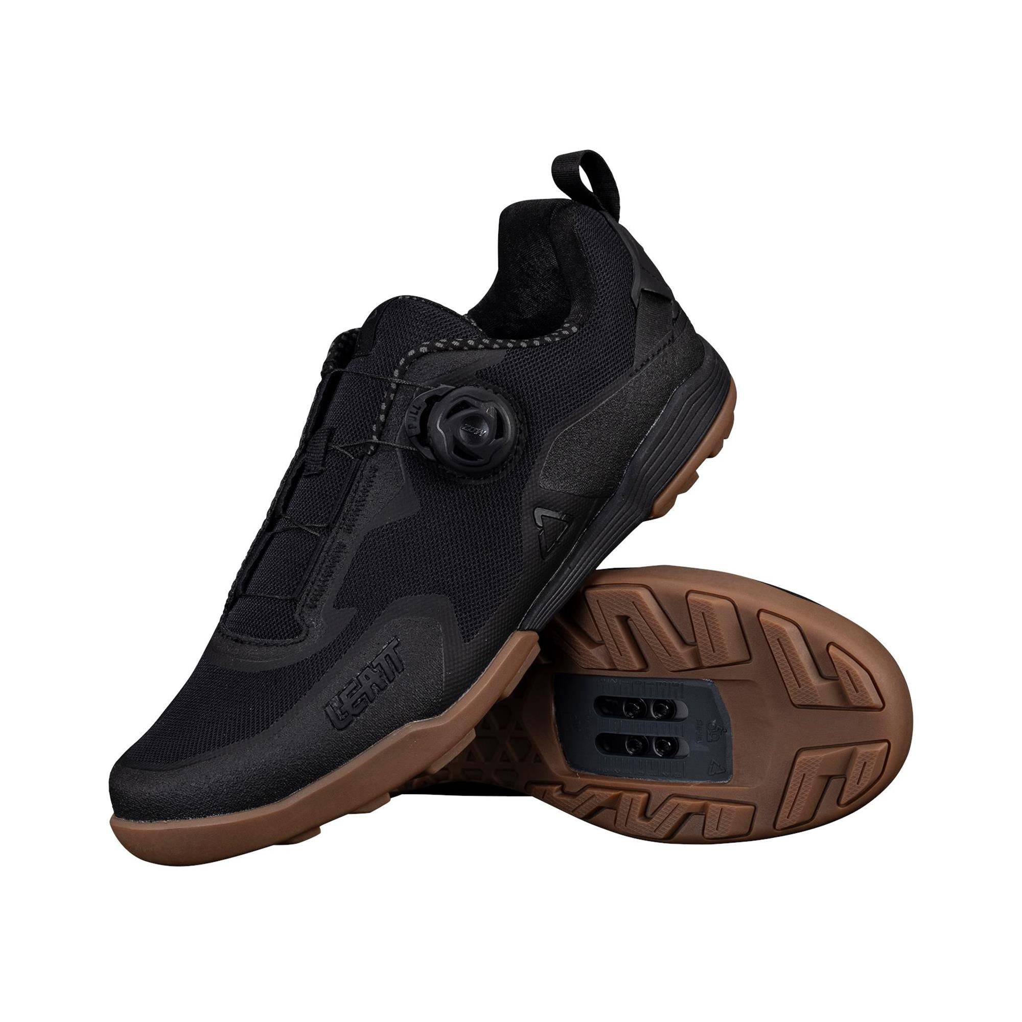Leatt MTB Shoe 6.0 clipless trail and enduro cycling shoe with MOZ lacing system, black with durable design and cleat compatibility.