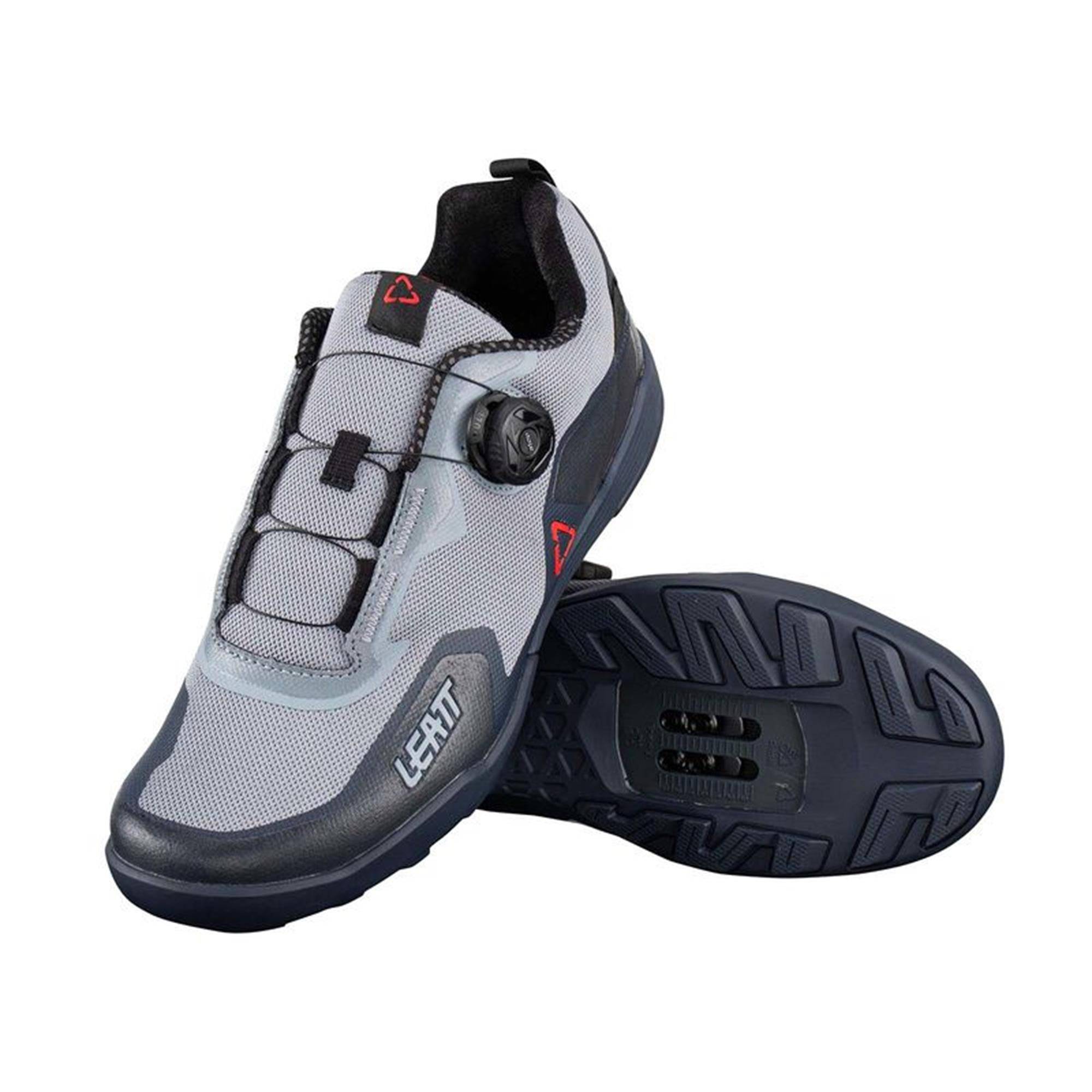 Leatt MTB Shoe 6.0 clipless trail and enduro cycling shoe with MOZ lacing system, shown in black with durable design.