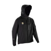 Leatt Windblock 1.0 MTB jacket, lightweight wind-resistant cycling clothing, shown in black with zip front and reflective details.