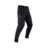 Leatt HydraDri 5.0 MTB waterproof and breathable mountain biking pants, black, with adjustable waist and reinforced knees.