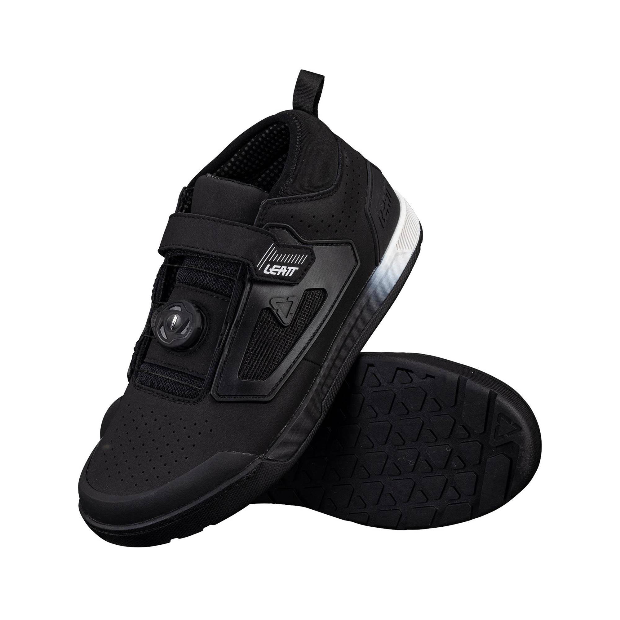 Leatt ProFlat 3.0 MTB shoes with MOZ Cable Fit System and RideGrip Pro sole, designed for mountain biking comfort and grip.