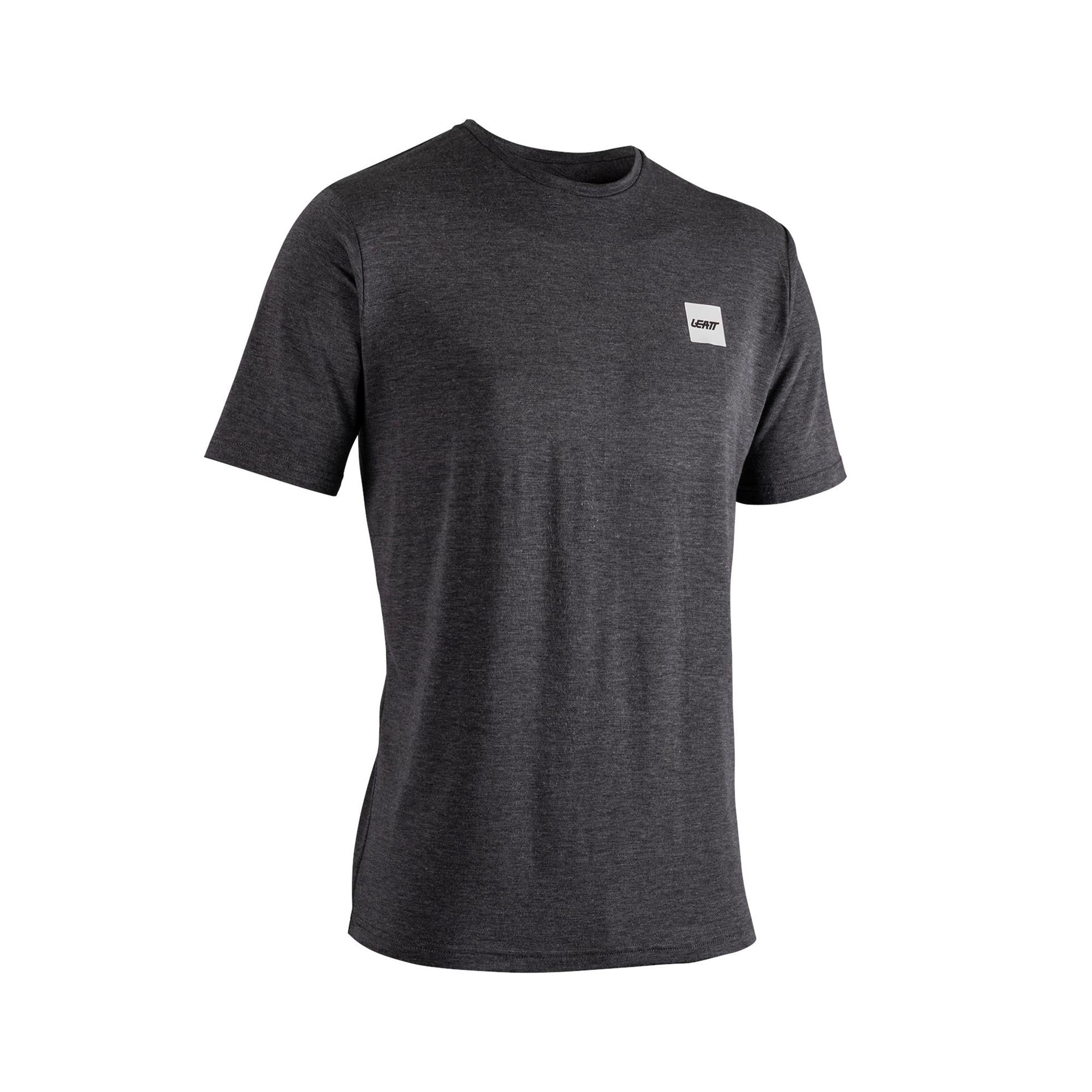 Leatt Tech T-Shirt 2026 unisex stretch-blend jersey with breathable fabric, shown in a close-up of the comfortable, casual clothing.