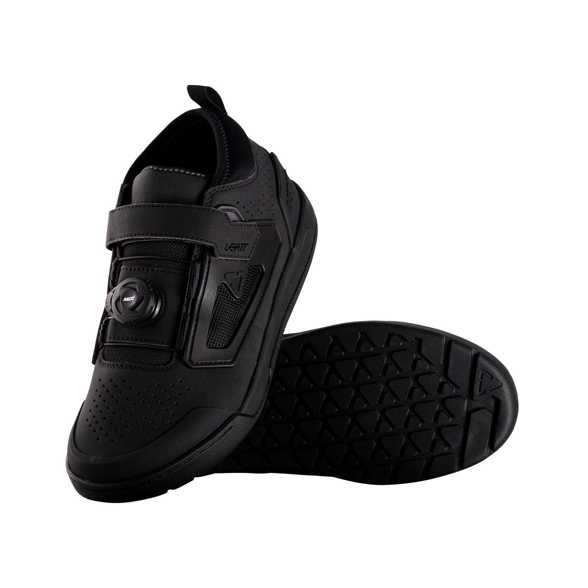 Leatt Women's ProFlat 3.0 MTB Shoes with MOZ Dial Lacing System, black and gray cycling shoes for women.