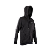 Leatt Zip Up Tech Hoodie 2026 in stretch fleece, casual and technical apparel, shown in a close-up of the navy blue hoodie.