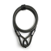 Squire 8mm security cable lock with durable metal construction, suitable for bikes and gates, shown coiled in the image.
