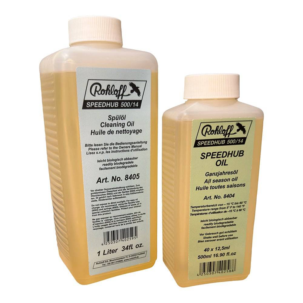 Rohloff workshop transmission lube in a container, designed for smooth gear shifts and protection in bicycle gear systems.