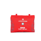 Lifesystems bike first aid kit with water-resistant case and organized medical supplies for cycling emergencies.