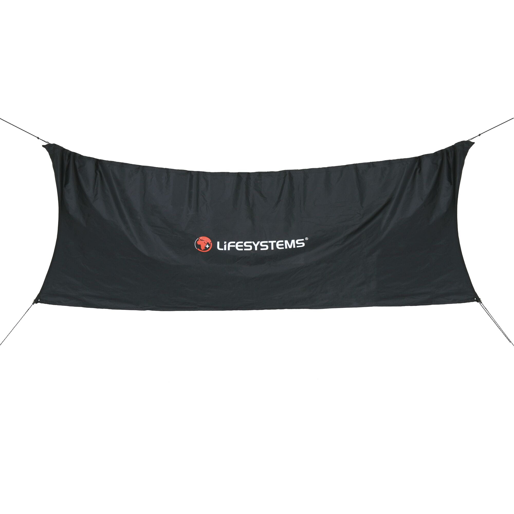 Lifesystems Expedition Tarp waterproof shelter with reflective cords and pegs, outdoor accessories for camping and survival.