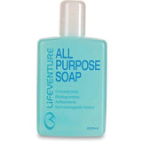 Lifeventure All Purpose Soap in 200ml biodegradable bottle, suitable for travel and outdoor cleansing, with natural ingredients.