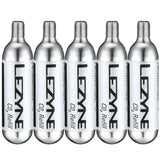 Lezyne 20g threaded CO2 cartridge pack of 5 for rapid tire inflation, compact and reliable cycling accessories.