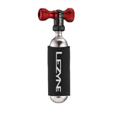 Red Lezyne Control Drive CO2 inflation accessory for quick, precise bicycle tire inflation with compact, lightweight design.