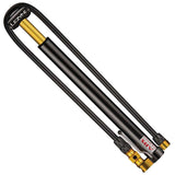 Lezyne Micro Floor Drive HP bike pump in black with high-pressure gauge, compact design for inflating tires up to 160psi.