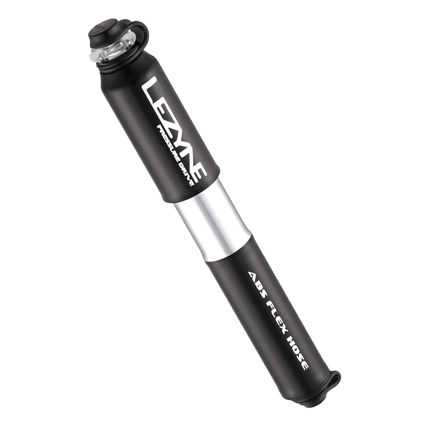 Black Lezyne Pressure Drive hand pump with ABS Flex hose for Presta and Schrader bicycle valves.