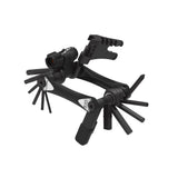 Lezyne RAP II 20 Tubeless black compact bike multi-tool with magnetic quick link holder, components for bike maintenance.